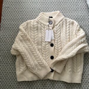 Something navy cableknit cardigan ivory small